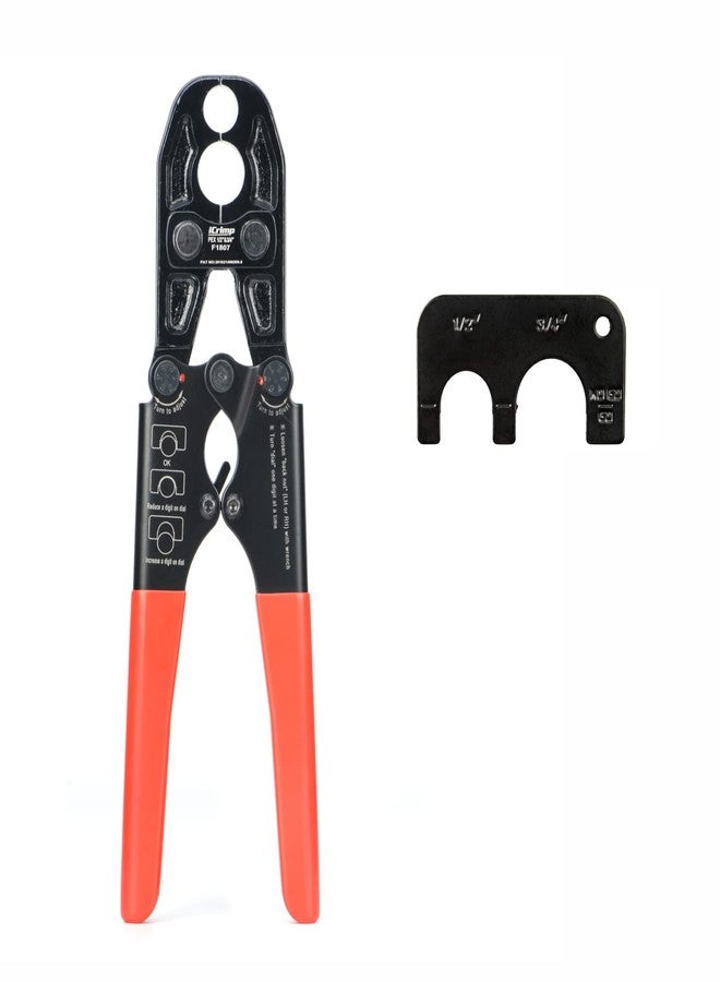 IWISS/iCrimp PEX Pipe Copper Ring Crimping Tool Kit for 1/2 in, 3/4 in Crimp Rings, Meets F1807 Standard (13" Combo PEX Crimper) - Image 1