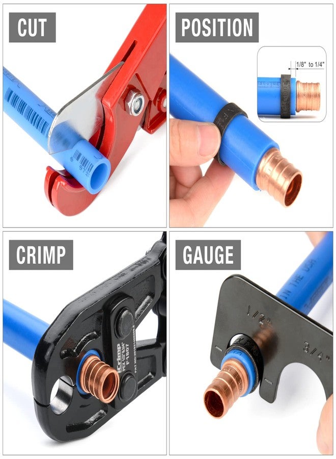 IWISS/iCrimp PEX Pipe Copper Ring Crimping Tool Kit for 1/2 in, 3/4 in Crimp Rings, Meets F1807 Standard (13" Combo PEX Crimper) - Image 4