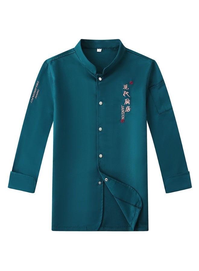 NIBEMINENT Unisex chef uniform  Long Sleeve restaurant Jacket Bakery Food Service Breathable Chef Coat Cooking - Image 1
