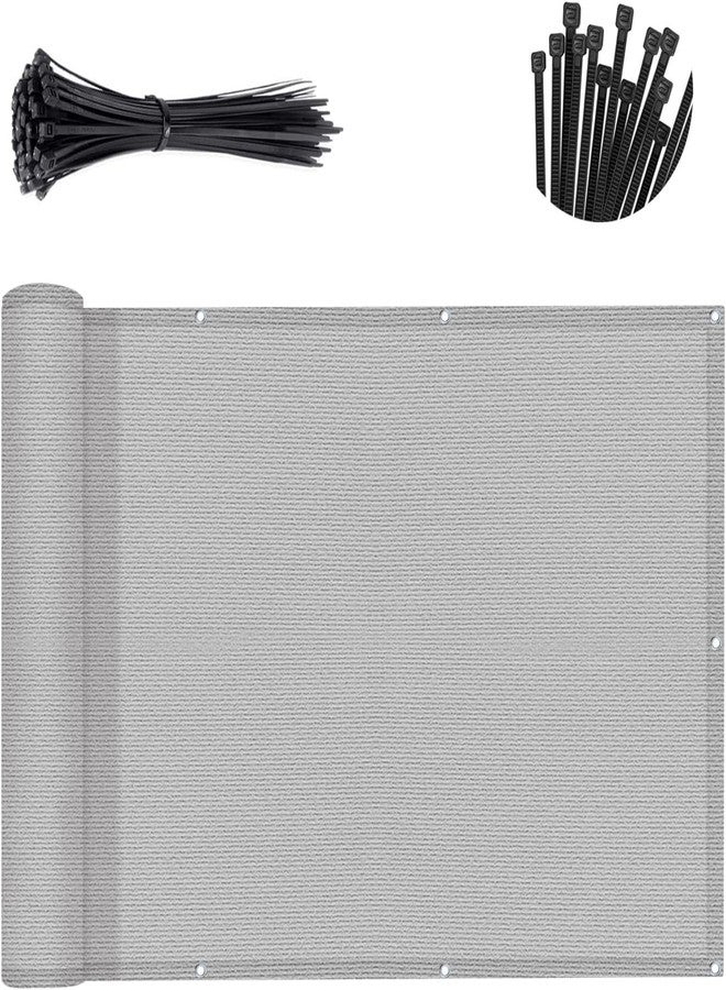 Sunny Guard 3'x10' Light Grey Balcony Deck Privacy Screen Fence Apartments Railing Cover Heavy Duty Mesh Windscreen for Outdoor,Backyard,Patio - Image 1