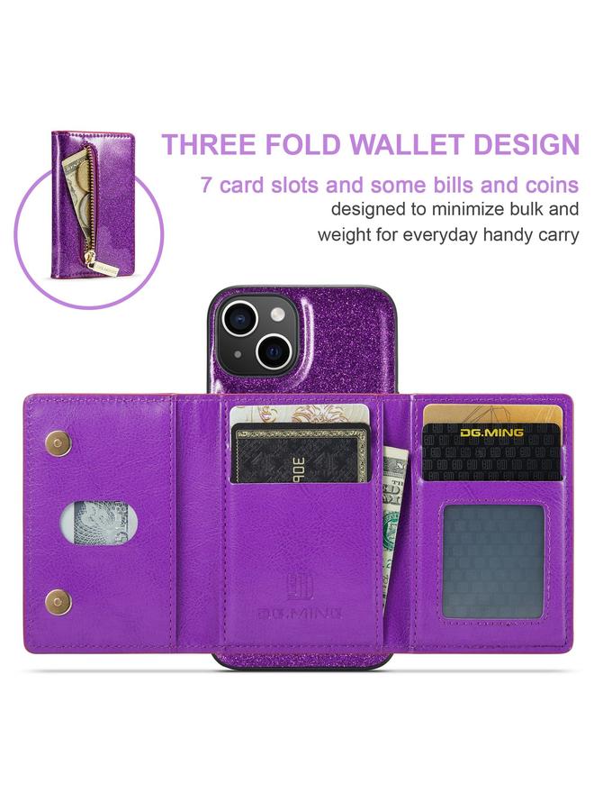 Dg مينغ جراب لهاتف iPhone 15 M3 Series لامع من الجلد مع حقيبة بطاقات - Image 2