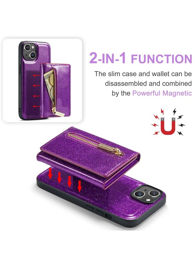 Dg مينغ جراب لهاتف iPhone 15 M3 Series لامع من الجلد مع حقيبة بطاقات - Image 4