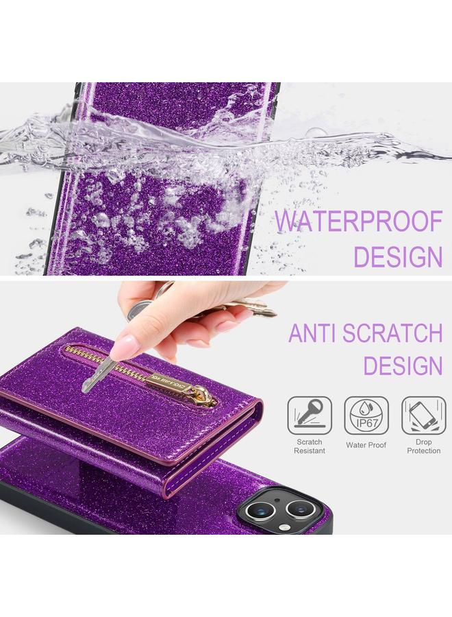 Dg مينغ جراب لهاتف iPhone 15 M3 Series لامع من الجلد مع حقيبة بطاقات - Image 3