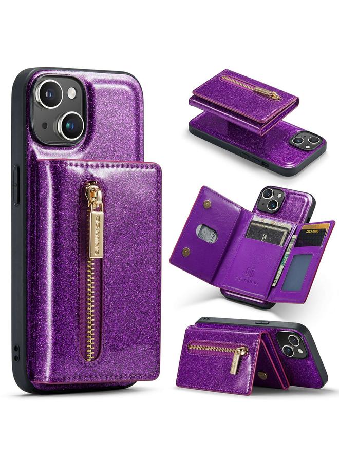 Dg مينغ جراب لهاتف iPhone 15 M3 Series لامع من الجلد مع حقيبة بطاقات - Image 1