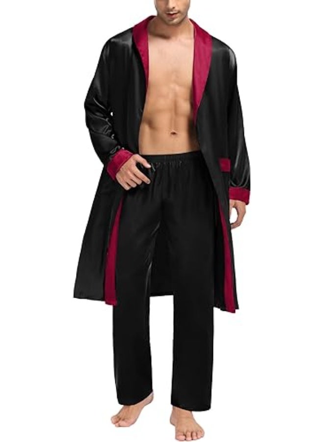 Men's satin robe and trousers set - Image 4