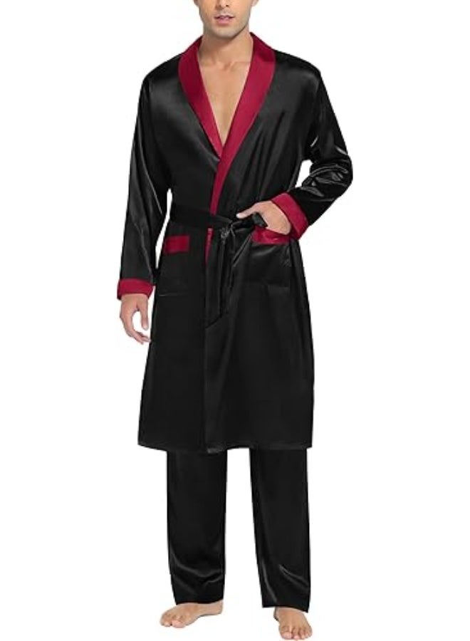 Men's satin robe and trousers set - Image 1