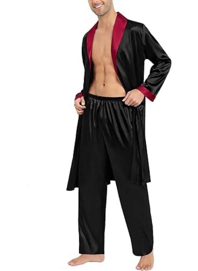 Men's satin robe and trousers set - Image 3
