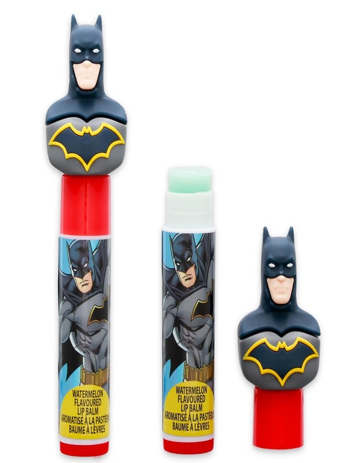 Batman Lip Balm Tube for Boys – Bundle with 1 Tube of Plant Based Lip Balm in Watermelon Flavor with Batman Figurine Topper Plus Stickers, More | DC Comics Party Favors - Image 2