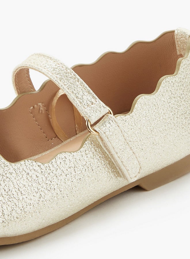 JUNIORS Girls Scalloped Ballerina Shoes - Image 4