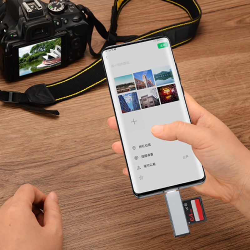 Grey USB 2 0 Type C Dual Interface Card Reader For Multiple Storage Devices - Image 3