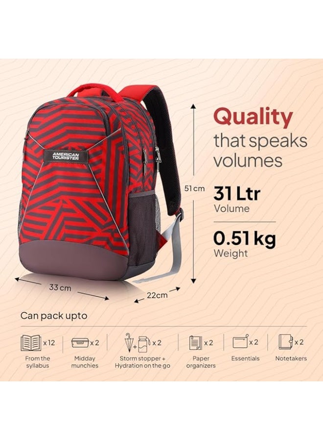 American Tourister 32.5 Ltrs Red Casual Backpack (AMT MIST SCH BAG03 RED), Dark Red - Image 3