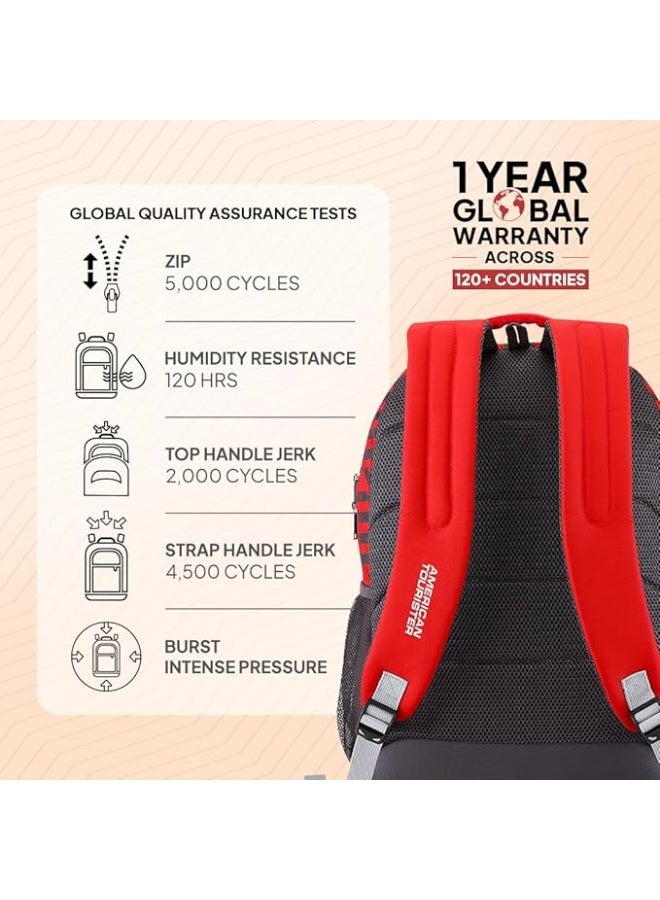 American Tourister 32.5 Ltrs Red Casual Backpack (AMT MIST SCH BAG03 RED), Dark Red - Image 4