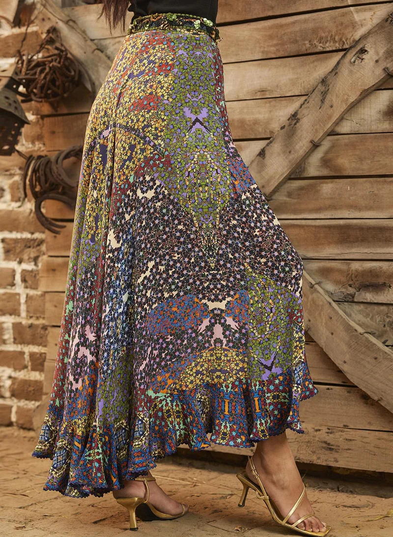 Bhanuni By Jyoti  COBALT VIOLET Embroidered Maxi Skirt for Women | Best Price UAE