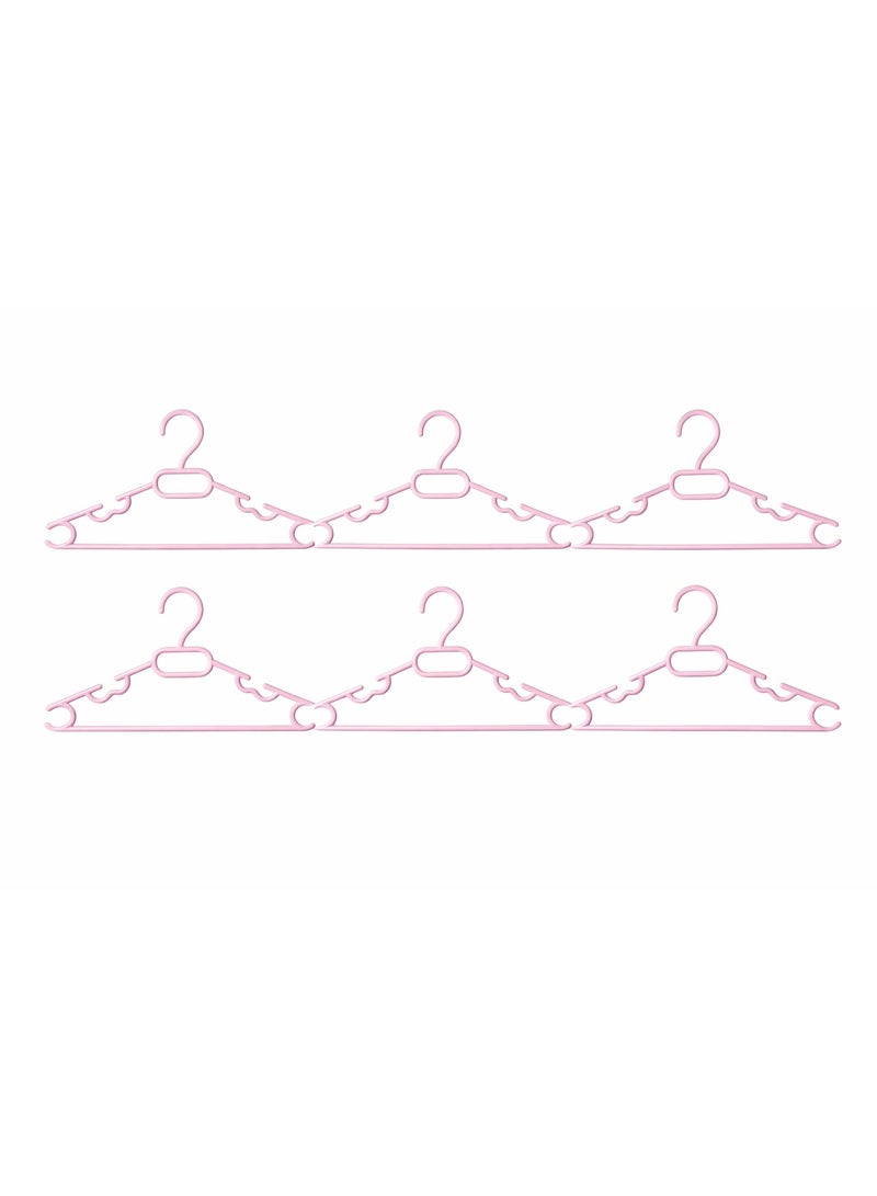 طقم شماعات (علاقات) ملابس بلاستيك لتنظيم الخزانة والدولاب بتصميم ذكي مانع للانزلاق - 6 قطع - وردي (بينك) - Image 3