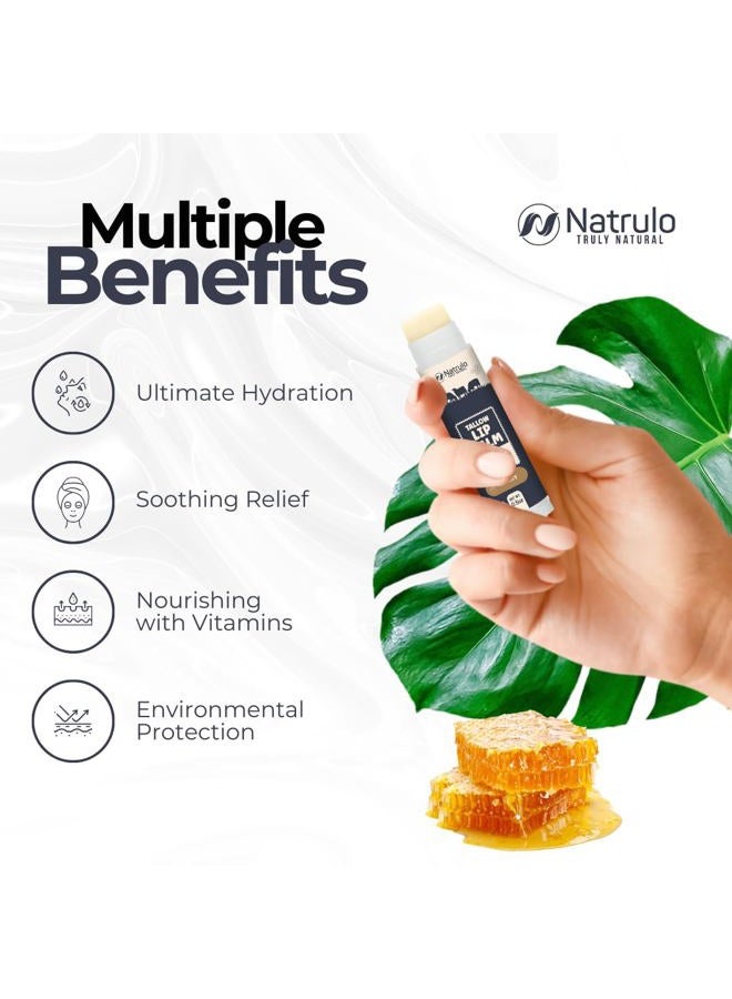 Natrulo Beef Tallow Lip Balm – Natural Tallow Beeswax Chapstick – Hydrating Moisturizer Grass Fed Bison Tallow Balm Lip Care – Soothes Chapped Dry Lips, Sensitive Skin – Long Lasting Vitamin Rich USA-Made 2Pk - Image 3