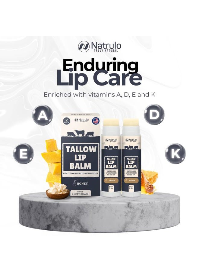 Natrulo Beef Tallow Lip Balm – Natural Tallow Beeswax Chapstick – Hydrating Moisturizer Grass Fed Bison Tallow Balm Lip Care – Soothes Chapped Dry Lips, Sensitive Skin – Long Lasting Vitamin Rich USA-Made 2Pk - Image 4