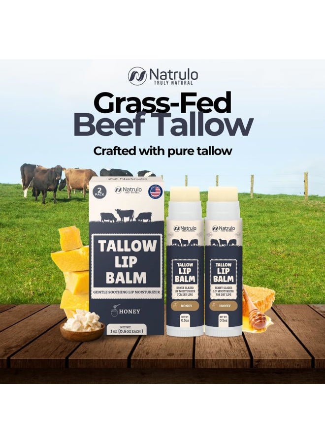 Natrulo Beef Tallow Lip Balm – Natural Tallow Beeswax Chapstick – Hydrating Moisturizer Grass Fed Bison Tallow Balm Lip Care – Soothes Chapped Dry Lips, Sensitive Skin – Long Lasting Vitamin Rich USA-Made 2Pk - Image 2
