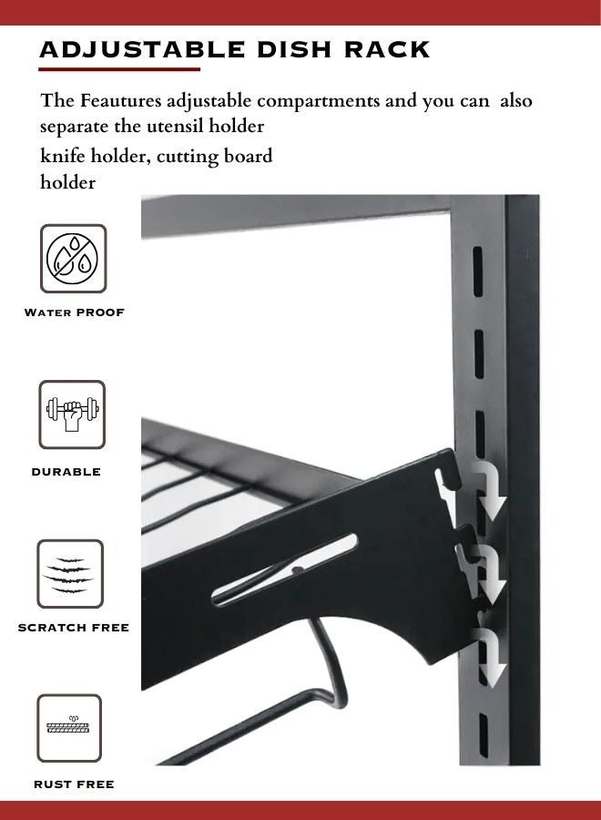 RACK STORE Stainless Steel Wall Mount Kitchen Dish Rack, Dish Drainer for Plates, Bowls, Cups, Cutting Boards, Utensils & Knife, Heavy Duty Rust-Resistant Plate Rack with Removable Trays, Space Saving - Image 5