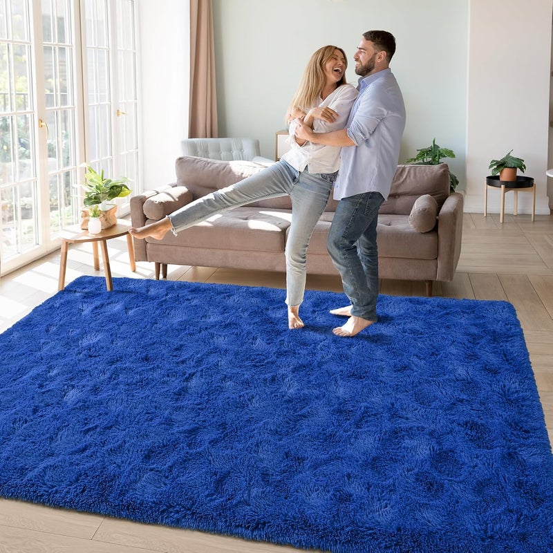 Keeko 3x5 Area Rug for Bedroom Living Room, Fluffy Plush Bedside Rug Modern Entryway Throw Rugs Non Slip Indoor Shag Fuzzy Small Carpet for Kids Girls Room Nursery Home Decor Navy Blue - Image 5