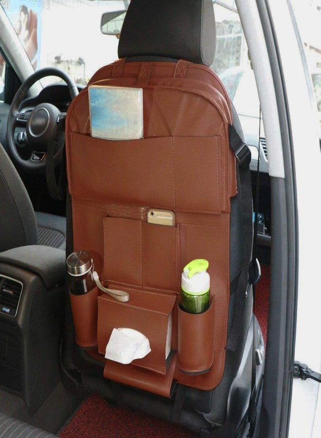Oshotto Car Backseat Storage Organizer Phone Holder,Multi-Pocket for Bottles, Tissue Boxes,Kids Toy Storage and Great Travel Accessory Compatible with Skoda Kodiaq (Set of 2) - Brown - Image 5