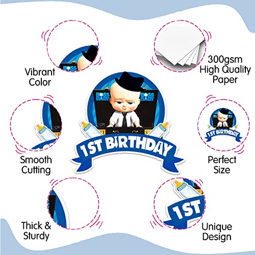 Zyozique Boss Baby 1st Birthday Cardstock Cutout with Glue Dot for Kids Theme for Baby Shower 1st Birthday Decorations Supplies (Pack of 7) - Image 3