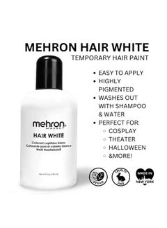 mehron Makeup Hair White | Washable White Hair Dye | Temporary Hair Color For Theatre, Cosplay, & Halloween 4.5 Oz (133 Ml) (White)  - Image 2