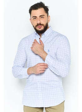Men Performance Fit Checkered Long Sleeve Casual Shirt, Lilac