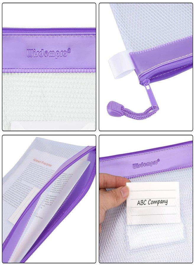 Wisdompro Zipper Pouch, 4 Packs Durable Letter Size Waterproof Mesh File Bag, Document Organizer - Blue/Purple - Image 5