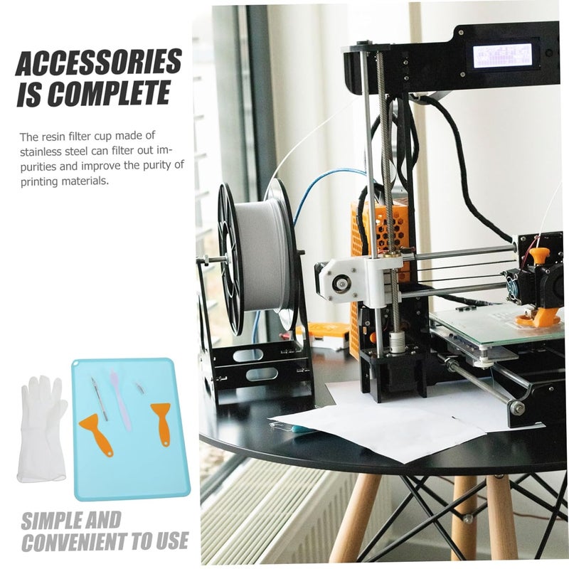 طقم تنظيف الطابعة ثلاثية الأبعاد مع قفازات مرشحة وفرشاة وكاشطة وكوب ترشيح الراتنج - Image 5