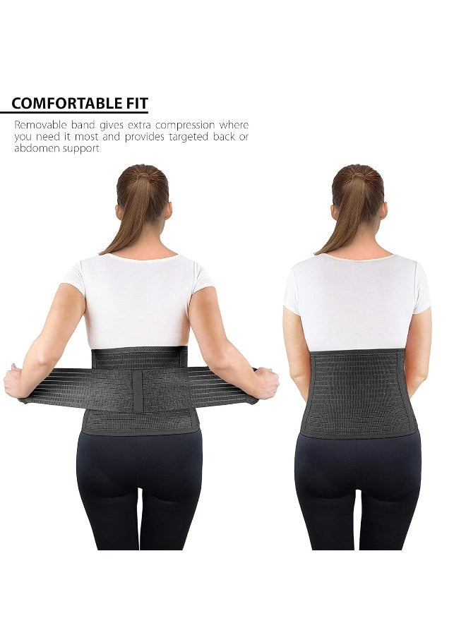 ORTONYX Ergonomic Abdominal Binder Waist and Lower Back Support Belt, Back Brace for Women & Men - Breathable, Elastic, With Extra Band - Black XXL - Image 5