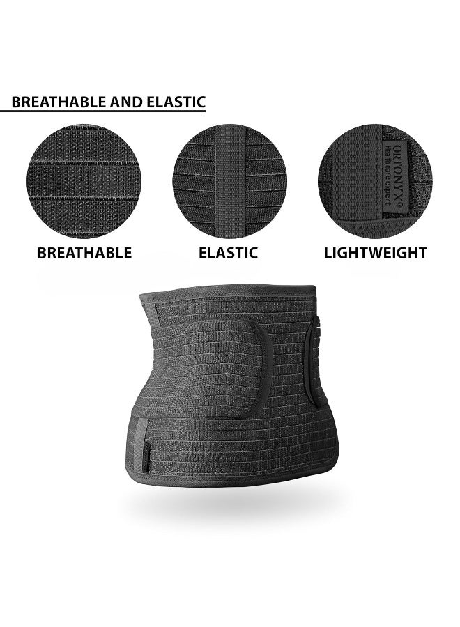 ORTONYX Ergonomic Abdominal Binder Waist and Lower Back Support Belt, Back Brace for Women & Men - Breathable, Elastic, With Extra Band - Black XXL - Image 2