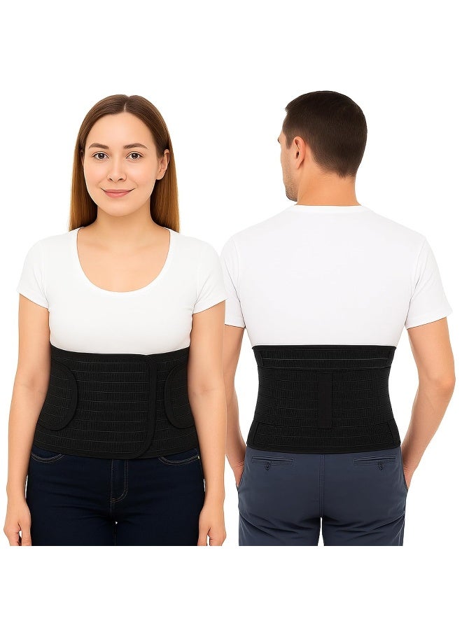 ORTONYX Ergonomic Abdominal Binder Waist and Lower Back Support Belt, Back Brace for Women & Men - Breathable, Elastic, With Extra Band - Black XXL - Image 1