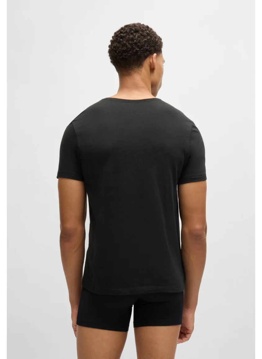 BOSS Three-pack of logo-embroidered T-shirts in cotton