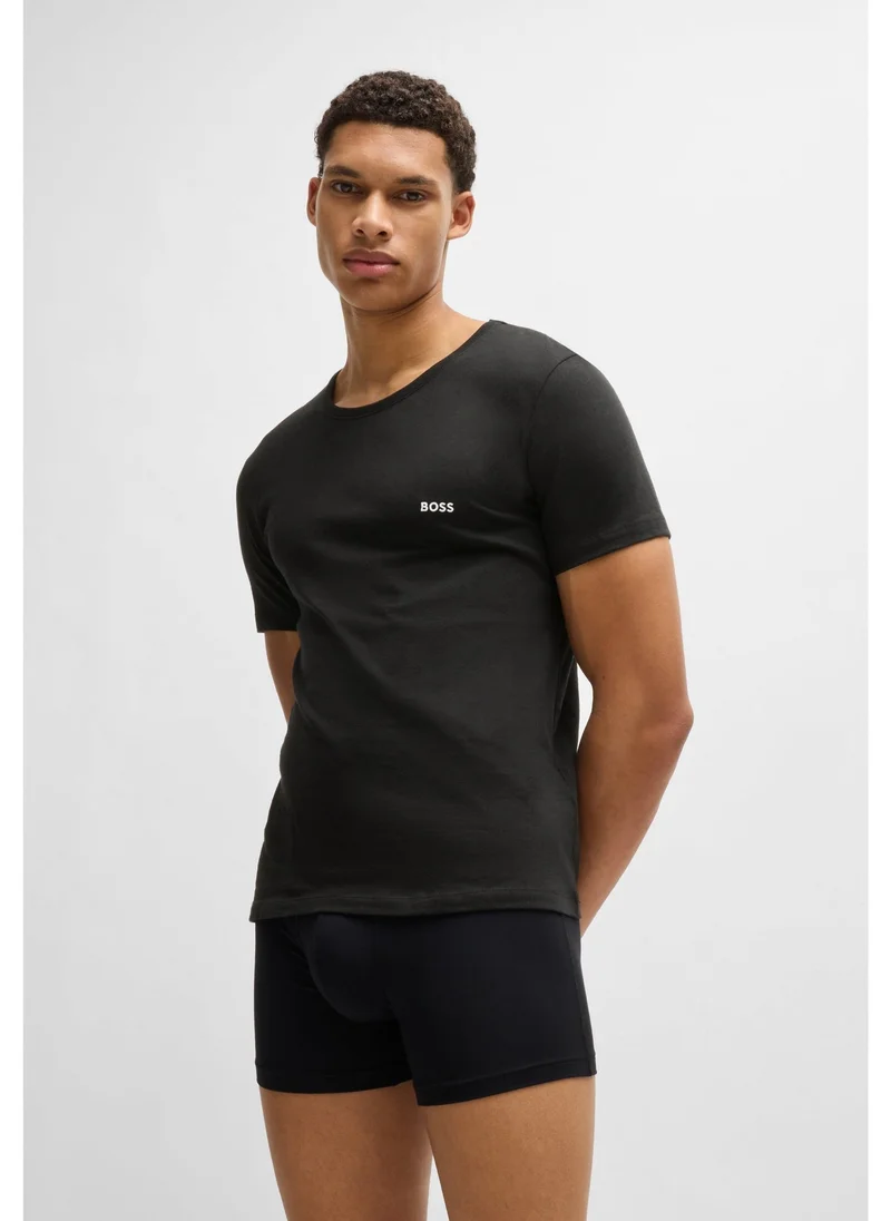 BOSS Three-pack of logo-embroidered T-shirts in cotton