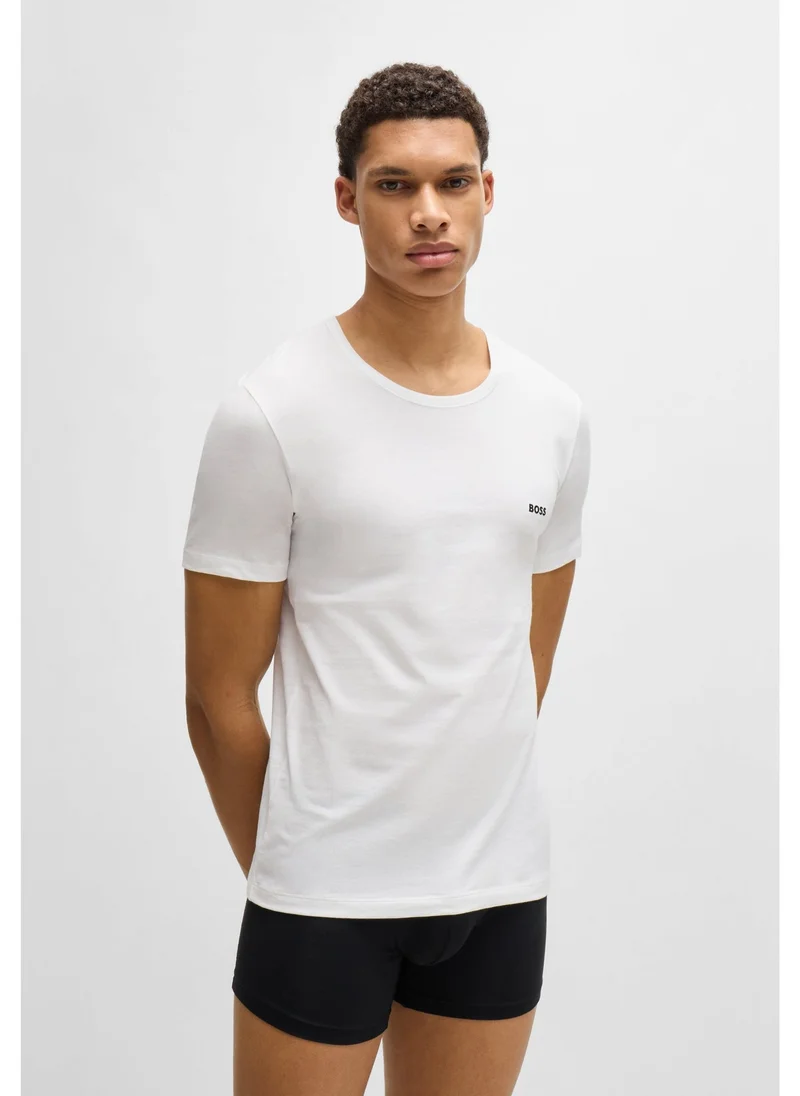 بوس ثلاث قطع تي شيرت قطن مطرز بشعار