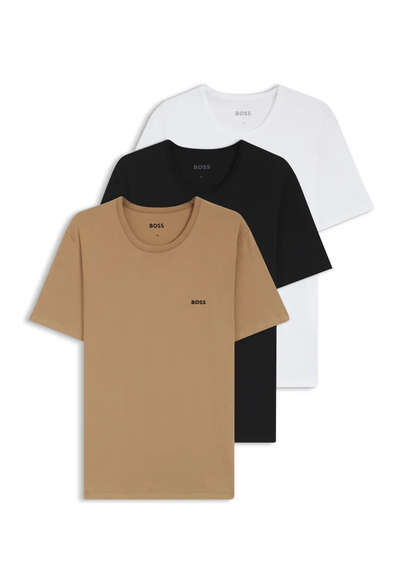 BOSS Beige Three-pack of logo-embroidered T-shirts in cotton for Men | Best Price UAE