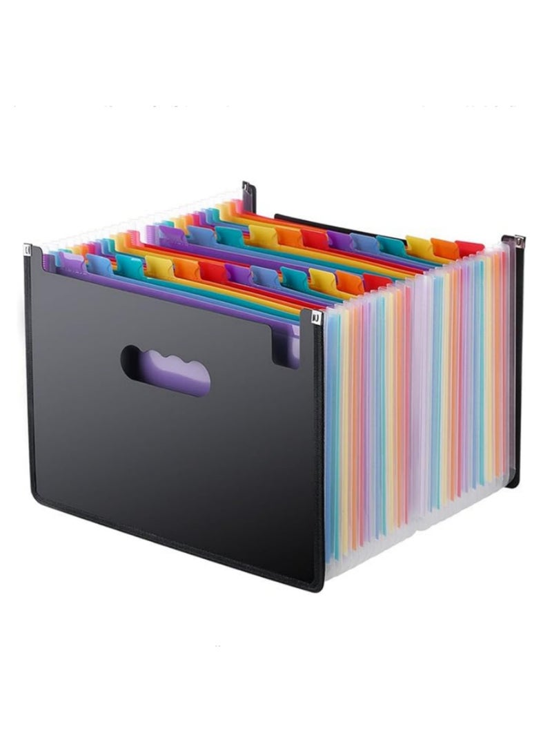 Generic 1pcs 24 Pockets File Folder Stand Expandable Portable Accordion A4 File Rainbow Document Bag Office School Supplies Organiser Business Home Storage - Image 1