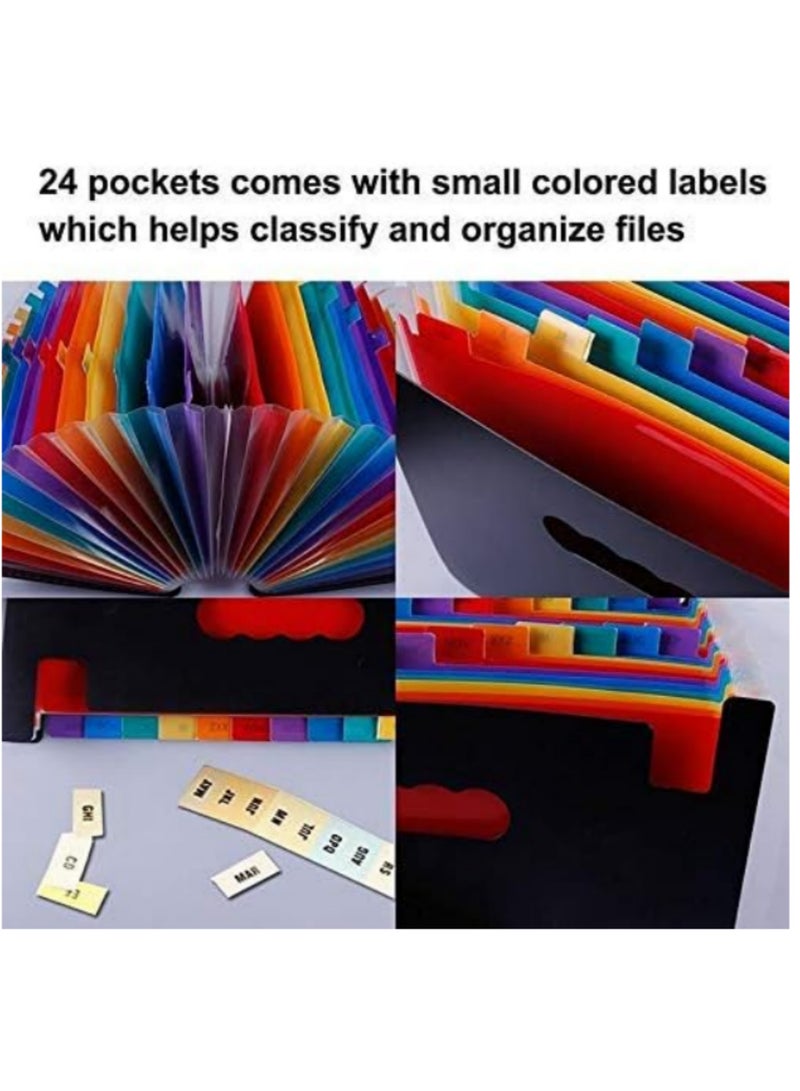 Generic 1pcs 24 Pockets File Folder Stand Expandable Portable Accordion A4 File Rainbow Document Bag Office School Supplies Organiser Business Home Storage - Image 2