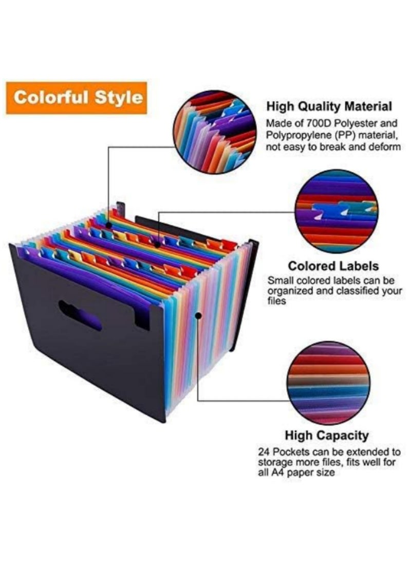 Generic 1pcs 24 Pockets File Folder Stand Expandable Portable Accordion A4 File Rainbow Document Bag Office School Supplies Organiser Business Home Storage - Image 5