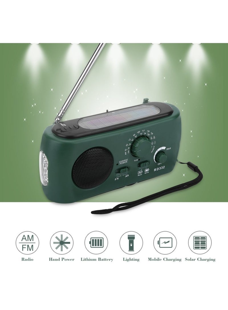 Emergency Weather Radio Multifunction Portable Radio with Solar Charging Hand Crank Battery Operated SOS Alarm Am Fm LED Flashlight for Outdoor Emergency - Image 3
