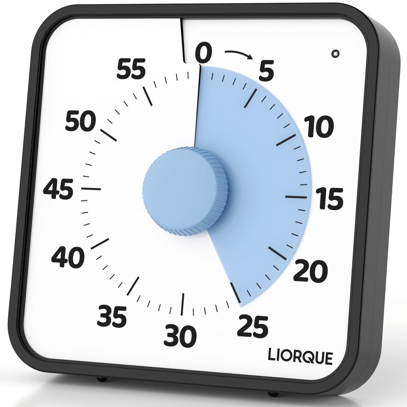 LIORQUE 60 Minute Visual Timer for Kids and Adults NonTicking 75 Inch Large Visual Countdown Timers for Classroom Desk Countdown Clock with Magnetic Backing Kids Pomodoro Timer Clock