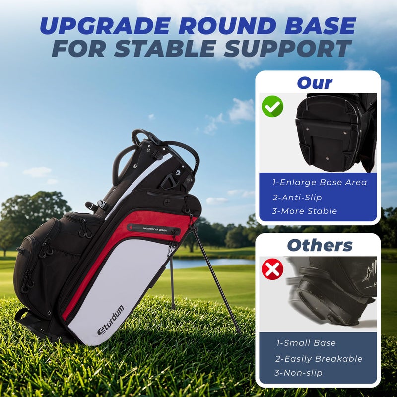 Sturdum Rubber Lock Top Golf Bag, Lightweight Hybrid Golf Stand Bags with 14 Way Full-Length Dividers, 900D Weather-Resistant Farbic, Cooler Pockets, Ergonomic Adjustable Strap for Men Women - Image 4