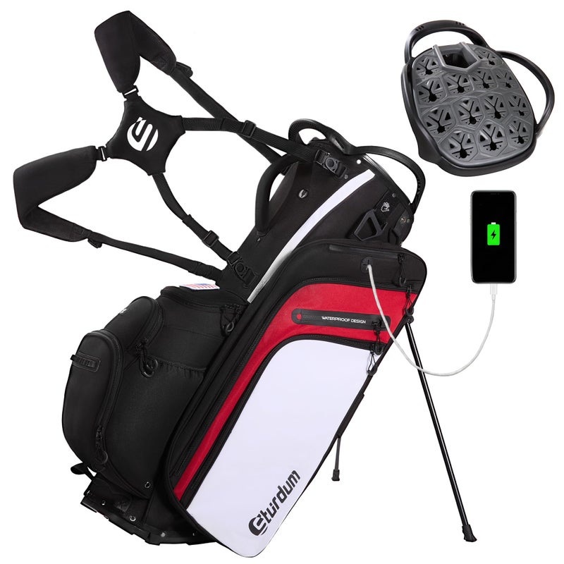 Sturdum Rubber Lock Top Golf Bag, Lightweight Hybrid Golf Stand Bags with 14 Way Full-Length Dividers, 900D Weather-Resistant Farbic, Cooler Pockets, Ergonomic Adjustable Strap for Men Women - Image 1