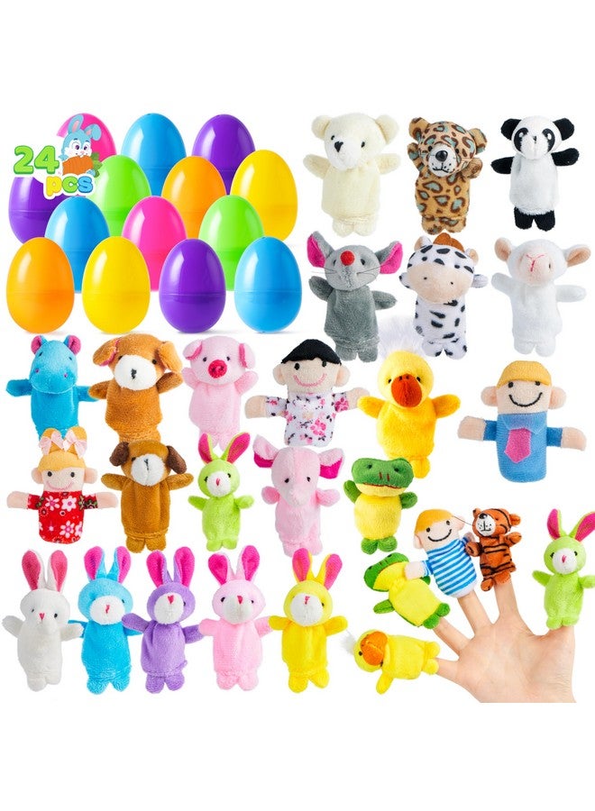 JOYIN 24 Pcs Easter Eggs Filled with Finger Puppets, Prefilled Egg with Cartoon Animal Puppets for Kids Easter Hunt, Basket Stuffers Fillers, Party Favors and Classroom Prize Supplies - Image 1