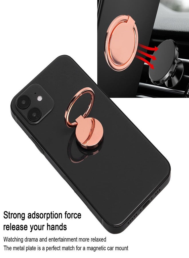 Yoidesu Phone Ring Holder, Mobile Phone Finger Ring Adjustable Metal Phone Holder Magnetic Car Mount for Mobile Phones and Tablets(Rose Gold) - Image 2