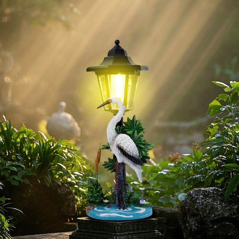 Flamingo Crane Resin Solar Outdoor Light for Home Garden Path Corridor Sculpture Lamp - Image 1