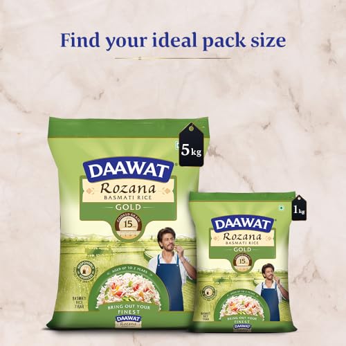 Daawat Rozana Gold Basmati Rice 5Kg| For Everyday Consumption| Cooked Grain Upto 15mm*| Naturally Aged - Image 5
