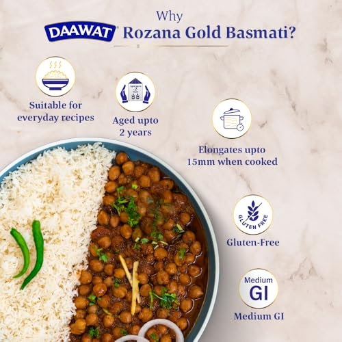 Daawat Rozana Gold Basmati Rice 5Kg| For Everyday Consumption| Cooked Grain Upto 15mm*| Naturally Aged - Image 4