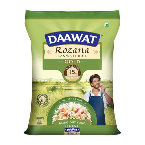 Daawat Rozana Gold Basmati Rice 5Kg| For Everyday Consumption| Cooked Grain Upto 15mm*| Naturally Aged - Image 1