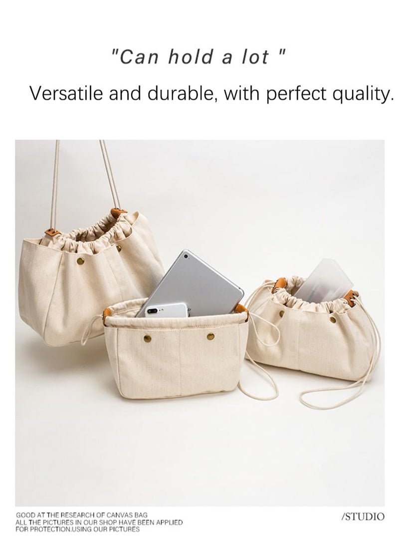 Canvas Handbag Organizer Insert Easy Handbag organizer with Zipper Inside Bag Divider Tote Shaper Tote Bag in Bag Inside Purse Organizer Organizers Sturdy Purse Insert Organizer Bag in Bag (M)
